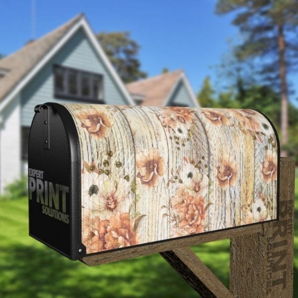 Flowers on Wood Pattern #1 Decorative Curbside Farm Mailbox Cover