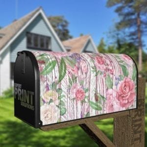 Flowers on Wood Pattern #2 Decorative Curbside Farm Mailbox Cover
