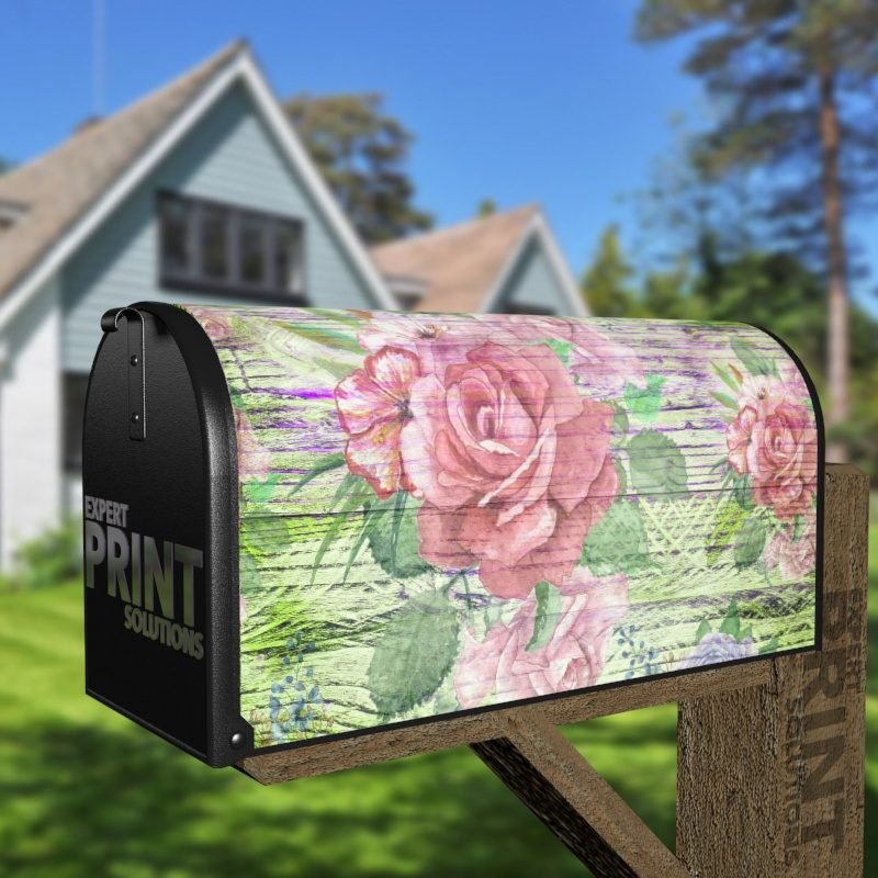 Flowers on Wood Pattern #4 Decorative Curbside Farm Mailbox Cover