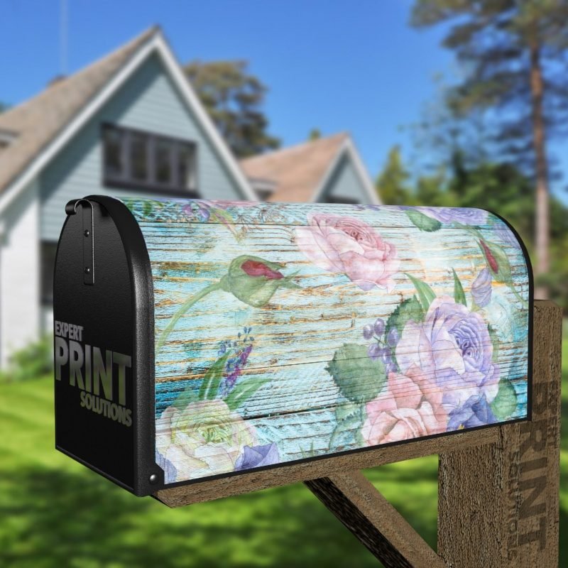 Flowers on Wood Pattern #5 Decorative Curbside Farm Mailbox Cover