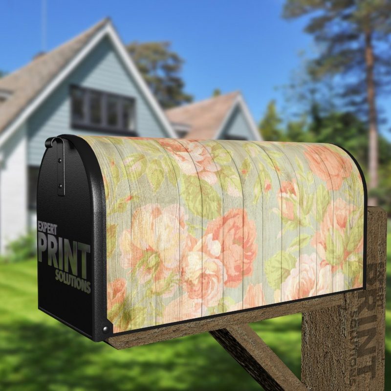 Flowers on Wood Pattern #7 Decorative Curbside Farm Mailbox Cover