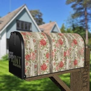 Flowers on Wood Pattern #8 Decorative Curbside Farm Mailbox Cover