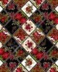 Folk Patchwork Quilt Pattern with Flowers #2 Decorative Curbside Farm Mailbox Cover