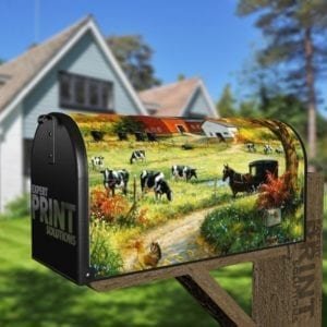 Old Farmhouse and Animals Decorative Curbside Farm Mailbox Cover