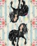 Beautiful Black Horse and Roses #4 Decorative Curbside Farm Mailbox Cover