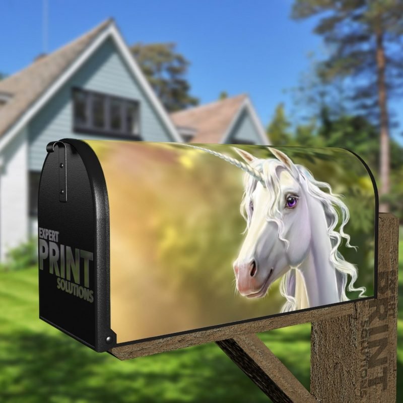 Adorable White Unicorn Decorative Curbside Farm Mailbox Cover