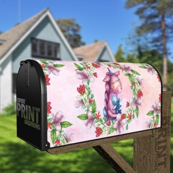 Unicorn Baby with Mom Decorative Curbside Farm Mailbox Cover