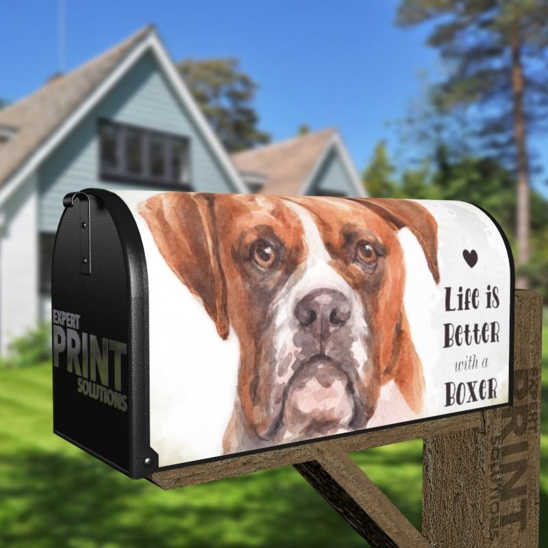 Life is Better with a Boxer Decorative Curbside Farm Mailbox Cover