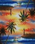 Beautiful Tropical Sunset and Lighthouse Decorative Curbside Farm Mailbox Cover