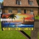 Beautiful Tropical Sunset and Lighthouse Decorative Curbside Farm Mailbox Cover