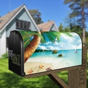 Tropical Paradise Beach #1 Decorative Curbside Farm Mailbox Cover