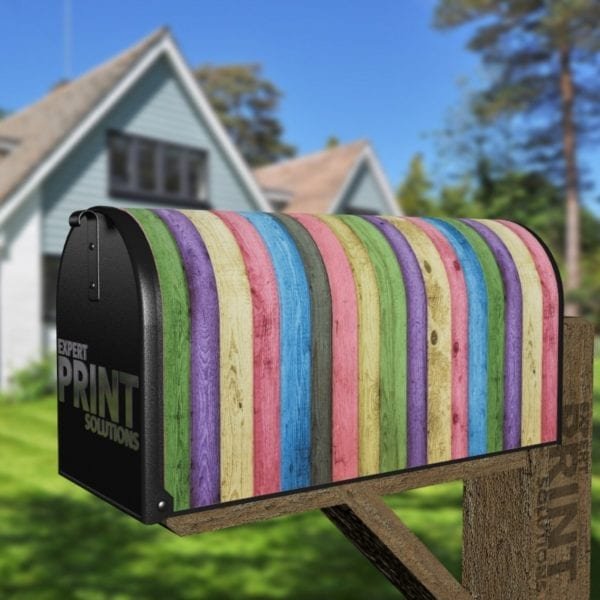 Colorful Wood Pattern Decorative Curbside Farm Mailbox Cover