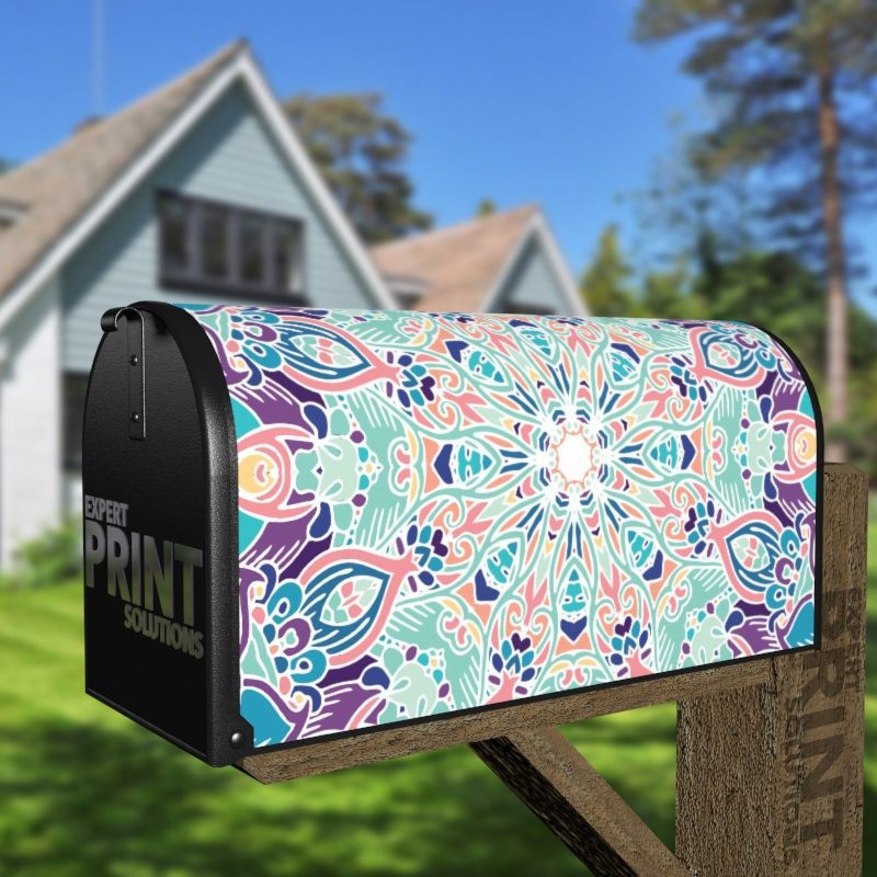 Bohemian Folk Art Ethnic Mandala Design #2 Decorative Curbside Farm Mailbox Cover