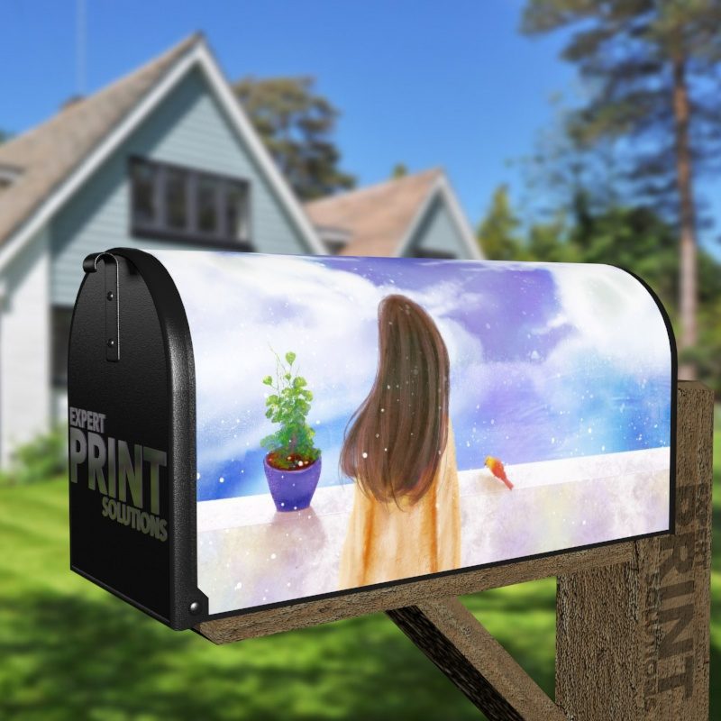 Feeding Birds on the Balcony Decorative Curbside Farm Mailbox Cover