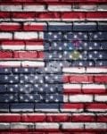 American Flag on Bricks Decorative Curbside Farm Mailbox Cover