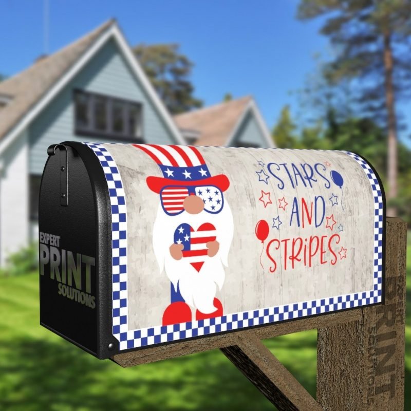 USA American Patriot Gnome Decorative Curbside Farm Mailbox Cover