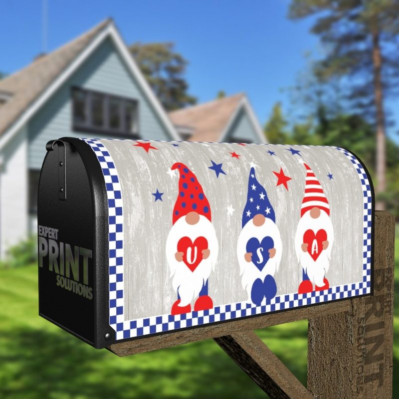 Little USA Patriot Gnomes Decorative Curbside Farm Mailbox Cover