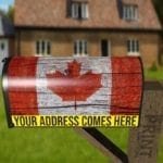 Canadian Flag on Wood Design #2 Decorative Curbside Farm Mailbox Cover