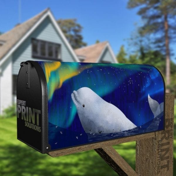 Beluga & the Northern Lights Decorative Curbside Farm Mailbox Cover