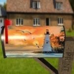 Orange Sunset and a Lighthouse Decorative Curbside Farm Mailbox Cover