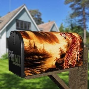 Hunting Tiger by the River Decorative Curbside Farm Mailbox Cover