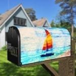 Rainbow Colored Sailboat Decorative Curbside Farm Mailbox Cover