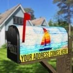 Rainbow Colored Sailboat Decorative Curbside Farm Mailbox Cover