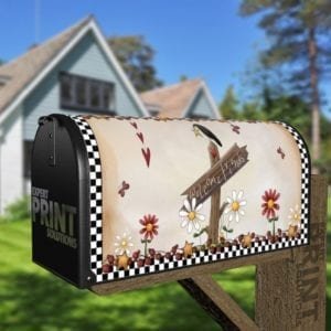 Primitive Country Folk Design #16 - Welcome Friends Decorative Curbside Farm Mailbox Cover