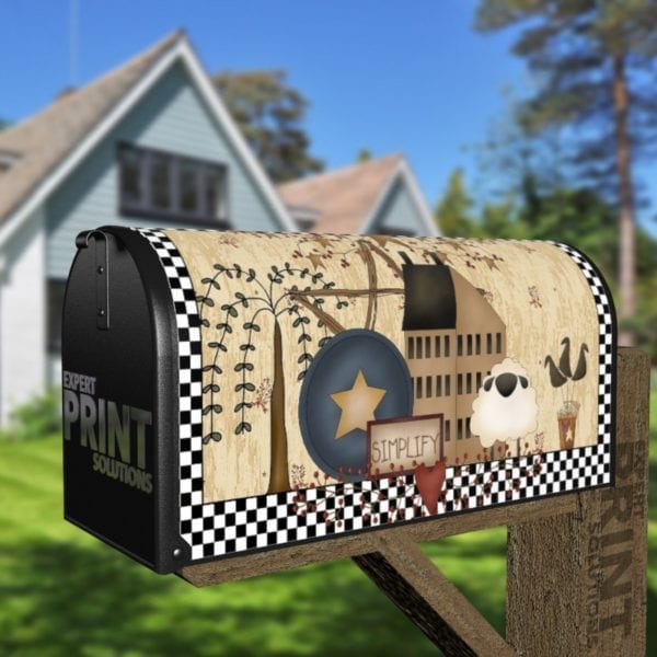Primitive Country Folk Design #9 - Simplify Decorative Curbside Farm Mailbox Cover