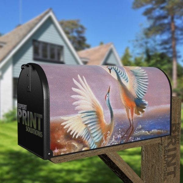 Dancing Crane Couple Decorative Curbside Farm Mailbox Cover