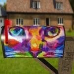 Cute Rainbow Cat Face Decorative Curbside Farm Mailbox Cover
