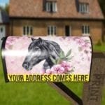 Pretty Grey Horse and Flowers Decorative Curbside Farm Mailbox Cover