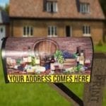 Rustic Winery with Wine Bottles, Fruit and Cheese Decorative Curbside Farm Mailbox Cover