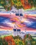 Fairytale Neuschwanstein Castle in the Sunset Decorative Curbside Farm Mailbox Cover
