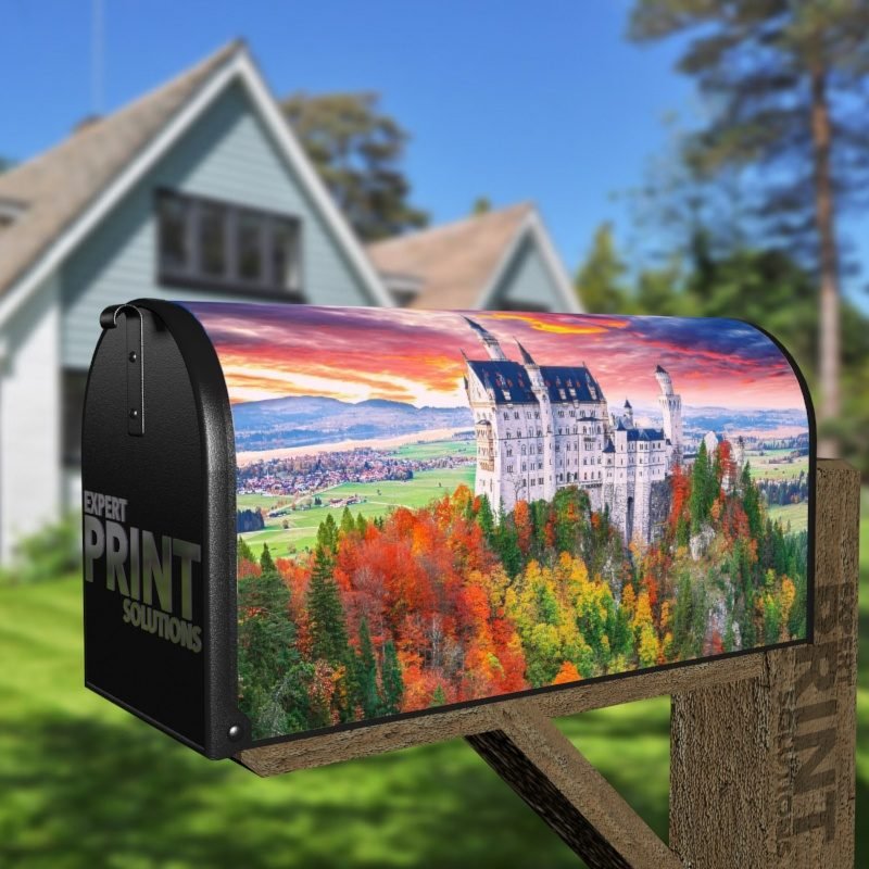 Fairytale Neuschwanstein Castle in the Sunset Decorative Curbside Farm Mailbox Cover