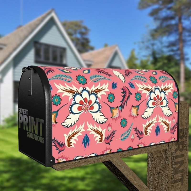 Bohemian Folk Batik Ethnic Flowers #2 Decorative Curbside Farm Mailbox Cover