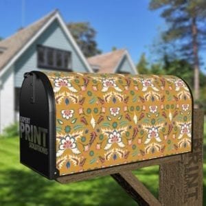Bohemian Folk Batik Ethnic Flowers #3 Decorative Curbside Farm Mailbox Cover