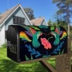 Bohemian Folk Art Ethnic Hummingbird and Flowers Decorative Curbside Farm Mailbox Cover