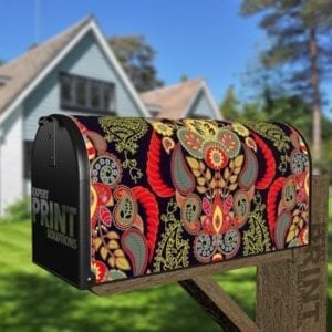 Bohemian Folk Art Ethnic Paisley Design #1 Decorative Curbside Farm Mailbox Cover