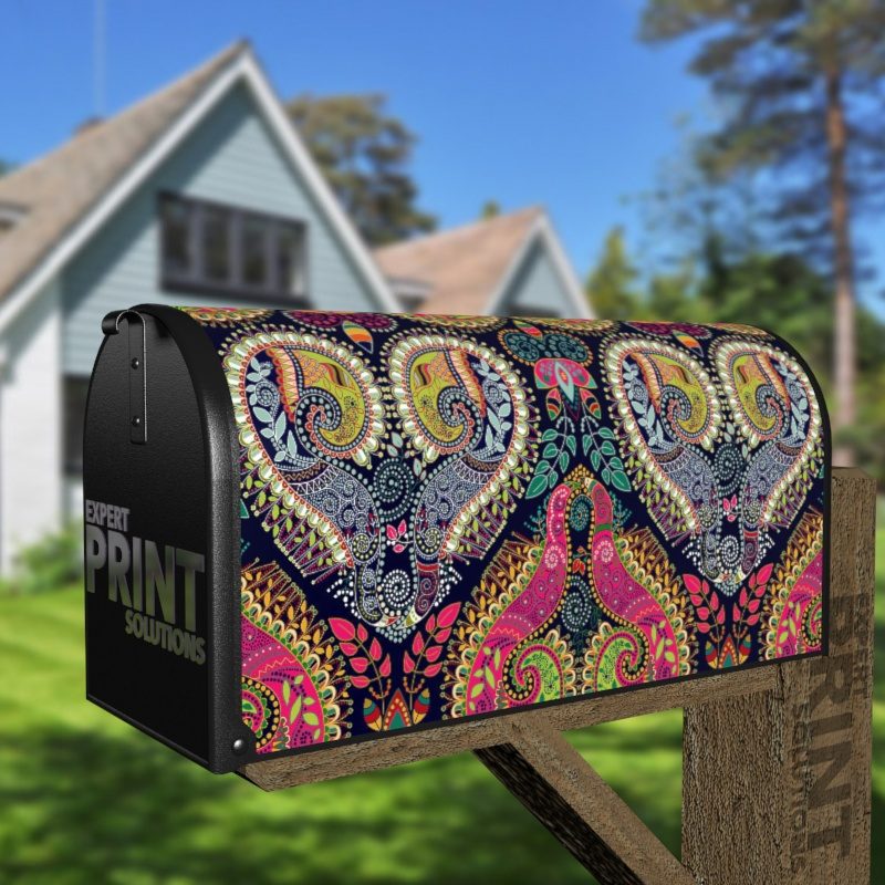 Bohemian Folk Art Ethnic Paisley Design #4 Decorative Curbside Farm Mailbox Cover