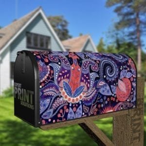 Bohemian Folk Art Ethnic Paisley Design #6 Decorative Curbside Farm Mailbox Cover