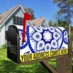 Bohemian Folk Art Ethnic Blue Mandala Design #2 Decorative Curbside Farm Mailbox Cover