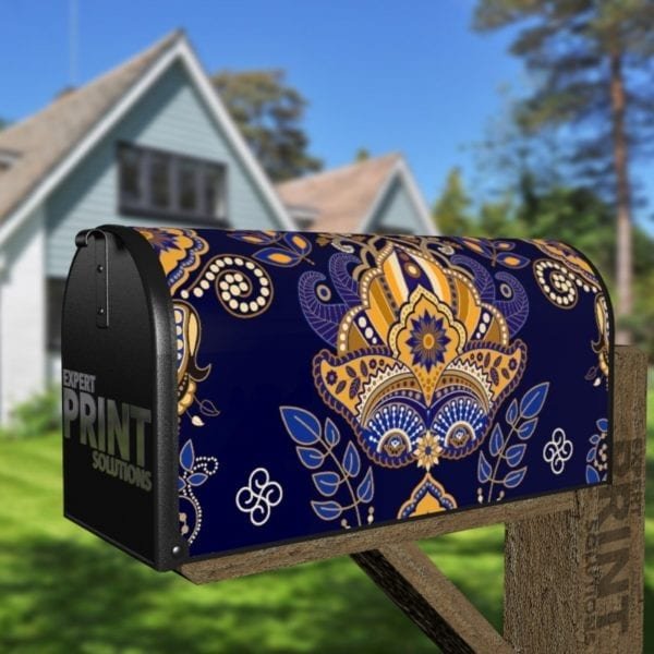 Bohemian Folk Art Ethnic Paisley Design #13 Decorative Curbside Farm Mailbox Cover