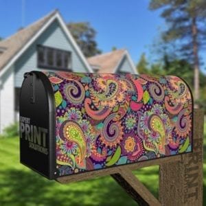 Bohemian Folk Art Ethnic Paisley Design #19 Decorative Curbside Farm Mailbox Cover