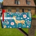 Bohemian Folk Art Ethnic Deer and Flowers Design Decorative Curbside Farm Mailbox Cover