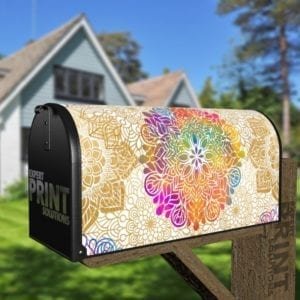 Bohemian Folk Art Ethnic Mandala Design #3 Decorative Curbside Farm Mailbox Cover