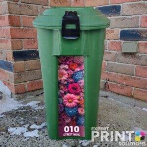 Colorful floral arrangement variety of flowers Green Bin Sticker