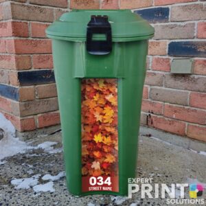 Colorful autumn leaves create a vibrant carpet Green Bin Sticker