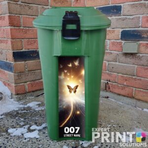 Celestial ballet ethereal butterflies night sky Green Bin Sticker